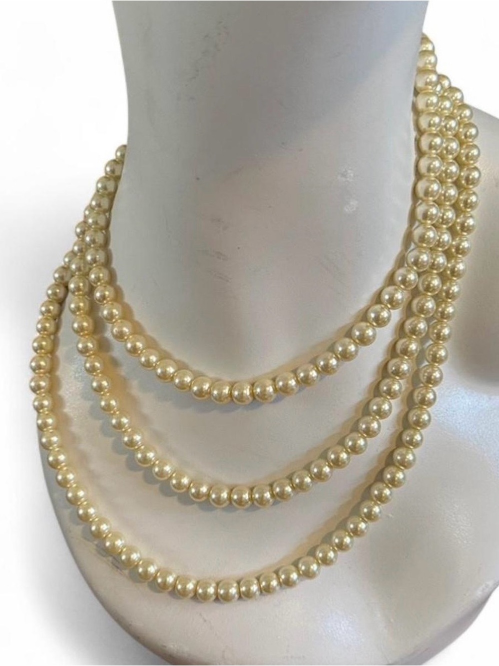 Vintage Faux Pearl Long Necklace 58” 8mm